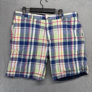 Vintager Ralph Lauren Shorts Men's 36 Blue Colorful Plaid Check Golf Preppy 90s